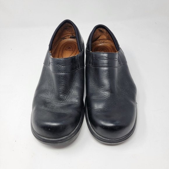Ariat Women's Sz 8B Black‎ Leather Toe Slip On Nurse Shoes Clog - Picture 2 of 8